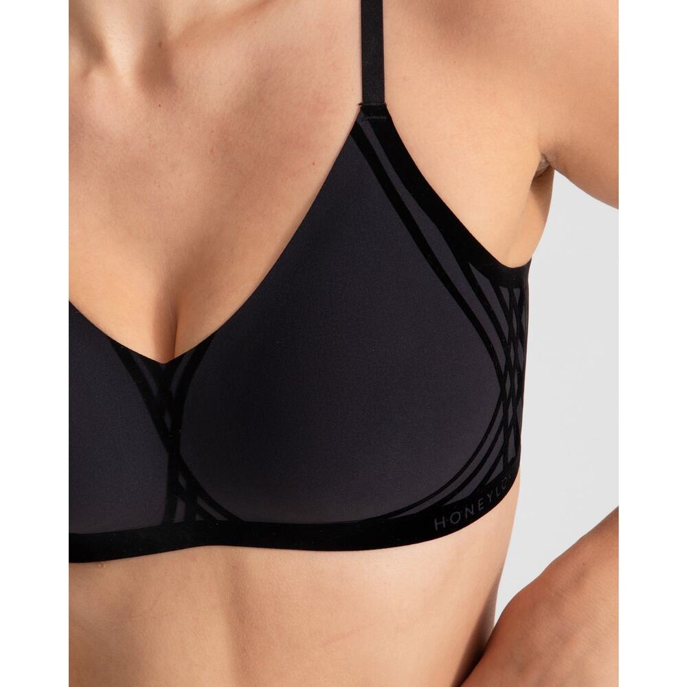 Honeylove Liftwear Silhouette Wireless Black Bra Vamp Smoothing Sz M 34 C/D - Picture 4 of 12